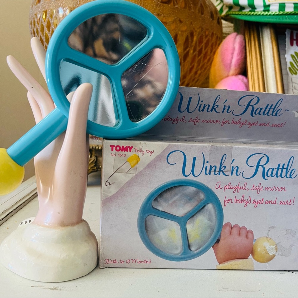 Wink 'n Rattle Vintage Baby Mirror Rattle - Blue